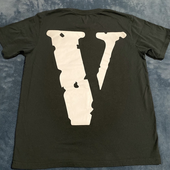 VLONE Black Tee with White V Graphic - Picture 1 of 2